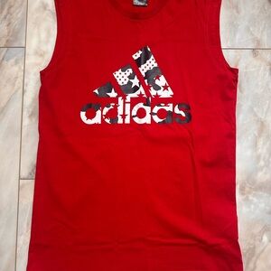 Red white and blue adidas Red Tank Top with Star-Pattern Logo